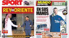 Portadas de los diarios Sport y Mundo Deportivo del d&iacute;a 8 de enero de 2020.