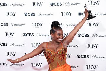 LaChanze poses with the award for Best Revival of a Play for "Topdog/Underdog" at the 76th Annual Tony Awards in New York City, U.S., June 11, 2023. REUTERS/Amr Alfiky