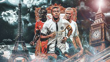 Cartelón con Sadio Mané, Kylian Mbappé y Erling Haaland como protagonistas antes del inicio de la Bundesliga, la Ligue 1 y la Premier League 2022 este viernes 5 de agosto.