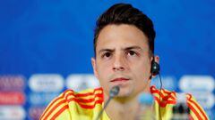 Soccer Football - World Cup - Colombia Press Conference - Kazan Arena, Kazan, Russia - June 23, 2018   Colombia&#039;s Santiago Arias during the press conference   REUTERS/John Sibley