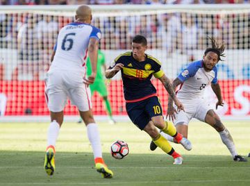 James in action for Colombia in their Copa America opener against the United States.