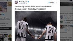 El tuit en el que Dybala felicita a Pogba.