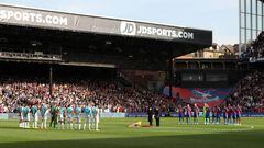 The players and fans take part in a minute's silence for Remembrance Day prior to the Premier League match at Selhurst Park, London. Picture date: Saturday October 29, 2022. (Photo by Kieran Cleeves/PA Images via Getty Images)