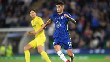 Chelsea&#039;s US midfielder Christian Pulisic during the UEFA Super Cup football match between Chelsea and Villarreal. 