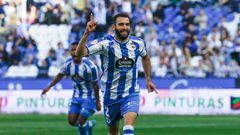 Antoñito, celebrando el gol que le marcó a la UD Logroñés.