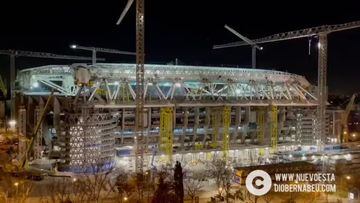 El Madrid prueba las nuevas luces del Bernabéu y asombra