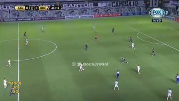 Fabian Jonatan gambeteó a dos y puso el primero de Santos contra Boca en Brasil