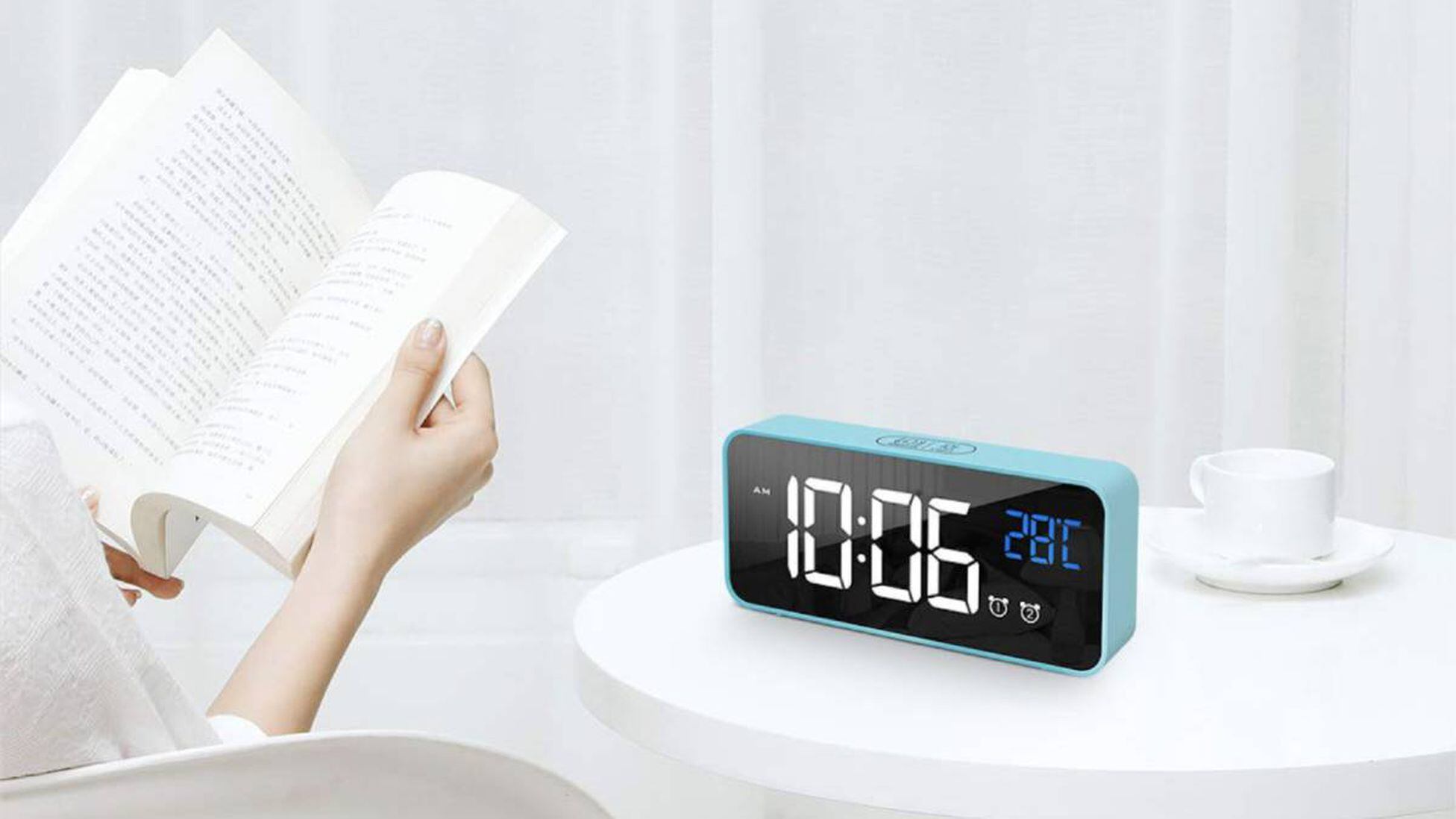 Keetech Despertador Infantil Pantalla LED Digital Música Proyección para Niños con Calendario Termómetro Posponer Alarma 