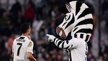 Cristiano Ronaldo and the Juventus Mascot. 