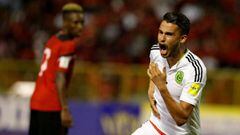 Diego Reyes celebra su gol en el Trinidad y Tobago-M&eacute;xico.