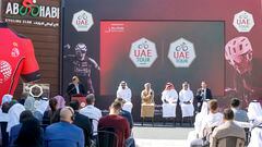 Anuncio del maillot y del recorrido del UAE Tour 2023, en el Abu Dhabi Cycling Club, Al Hudayriat Island, Abu Dhabi, Emiratos Árabes Unidos, 24 de enero de 2023.