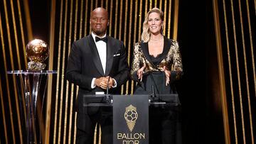 Soccer Football - 2022 Ballon d'Or - Chatelet Theatre, Paris, France - October 17, 2022  Presenters Didier Drogba and Sandy Heribert during the awards REUTERS/Benoit Tessier