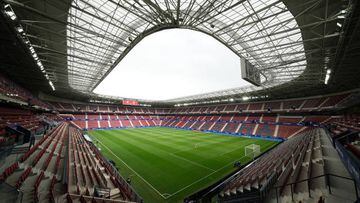 PAMPLONA, SPAIN - MAY 22: A general view inside the stadium prior to the LaLiga Santander match between CA Osasuna and RCD Mallorca at Estadio El Sadar on May 22, 2022 in Pamplona, Spain. (Photo by Angel Martinez/Getty Images)