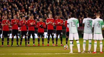 Soccer Football - FA Cup Fourth Round - Yeovil Town vs Manchester United - Huish Park, Yeovil, Britain - January 26, 2018   Manchester United and Yeovil Town players observe a minute's applause in memory of Jimmy Armfield before the match    Action Images via Reuters/Paul Childs