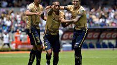 Fidel Mart&iacute;nez celebra el segundo gol de los Pumas ante Dorados. El ecuatoriano suma tres tantos en el Apertura 2015. 