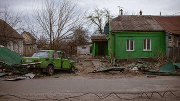 A view of damage due to the Russian attacks on April 6, 2022 in Hostomel, Ukraine.