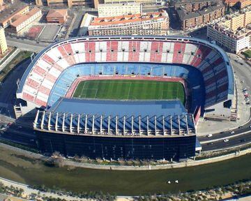 Atletico, who play at Vicente Calderon (above) are one of six clubs who owe 70% of Spanish football's total debt