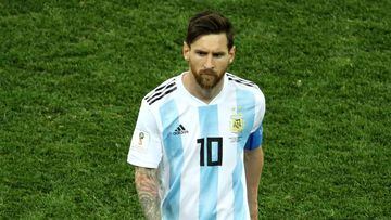 El delantero argentino del Barcelona, Leo Messi, con Argentina durante el Mundial 2018.
