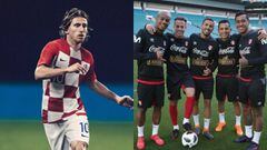 Luka Modric durante un partido con Croacia y la selecci&oacute;n de Per&uacute; en un entrenamiento.