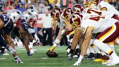 FOXBOROUGH, MA - AUGUST 9 : The New England Patriots and the Washington Redskins face off during their preseason game at Gillette Stadium on August 9, 2018 in Foxborough, Massachusetts.   Maddie Meyer/Getty Images/AFP == FOR NEWSPAPERS, INTERNET, TELCOS 