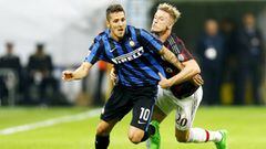 Stevan Jovetic, en un derbi entre Inter y Mil&aacute;n.