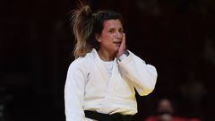 La española Ana Pérez Box celebra su victoria ante la suiza Fabienne Kocherin en la semifinal de -52 en el Mundial de Judo de Budapest.
