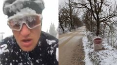 Michal Kwiatkowski y el recorrido de la Strade Bianche sufrieron las fuertes nevadas que han ca&iacute;do en Italia en los &uacute;ltimos d&iacute;as.