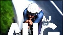 Cartel con el que el equipo Ineos ha anunciado el fichaje del ciclista estadounidense Andrew 'AJ' August.