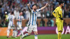 El futbolista argentino, autor de un doblete en la final ante Francia, y Balón de Oro de Qatar 2022, dirigió unas palabras al público congregado en Lusail.