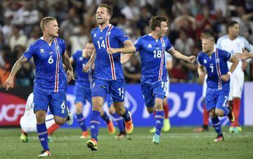 Iceland celebrate knocking England out.