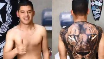 Richard Sánchez se tatuó un león en toda la espalda
