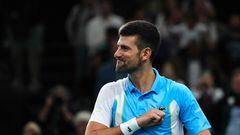 Novak Djokovic celebra la victoria ante Andrey Rublev en el Paris ATP Masters 1.000.