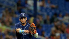 ST PETERSBURG, FLORIDA - SEPTEMBER 20: Isaac Paredes #17 of the Tampa Bay Rays makes a throw to first during a game against the Houston Astros at Tropicana Field on September 20, 2022 in St Petersburg, Florida.   Mike Ehrmann/Getty Images/AFP