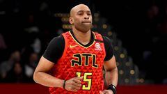 WASHINGTON, DC - MARCH 06: Vince Carter #15 of the Atlanta Hawks runs against the Washington Wizards during the first half at Capital One Arena on March 06, 2020 in Washington, DC. NOTE TO USER: User expressly acknowledges and agrees that, by downloading 