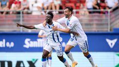EIBAR, SPAIN - AUGUST 13: Mo Dauda of CD Tenerife celebrates after scoring his team's first goal during the LaLiga Smartbank match between SD Eibar and CD Tenerife at Estadio Municipal de Ipurua on August 13, 2022 in Eibar, Spain. (Photo by Ion Alcoba/Quality Sport Images/Getty Images)