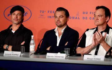 Brad Pitt, Leonardo DiCaprio y Quentin Tarantino en el Festival de Cannes.