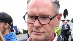 (FILES) In this file photo taken on September 19, 2016 Former England footballer Paul Gascoigne leaves Dudley Magistartes Court in Dudley, central England. -
