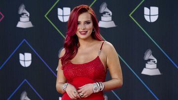 Bella Thorne arrives at the 22nd annual Latin Grammy Awards on Thursday, Nov. 18, 2021, at the MGM Grand Garden Arena in Las Vegas. (Photo by Eric Jamison/Invision/AP) *** Local Caption *** .