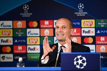 Juventus' Italian head coach Massimiliano Allegri attends a press conference on the eve of the UEFA Champions League group H football match Malmo FF vs Juventus F.C. in Malmo, Sweden on September 13, 2021. (Photo by Jonathan NACKSTRAND / AFP)