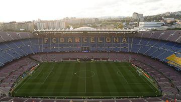 BARCELONA, SPAIN - OCTOBER 20: General view of the stadium prior to the UEFA Champions League group E match between FC Barcelona and Dinamo Kiev at Camp Nou on October 20, 2021 in Barcelona, Spain. (Photo by David Ramos/Getty Images)