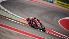 AUSTIN, TEXAS - APRIL 15: Francesco Bagnaia of Italy and Ducati Lenovo Team rides during the qualifying of the MotoGP Red Bull Grand Prix of The Americas at Circuit of The Americas on April 15, 2023 in Austin, Texas. (Photo by Steve Wobser/Getty Images)
