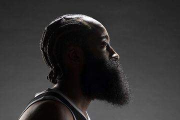 James Harden #13 of the Brooklyn Nets poses for a portrait during Brooklyn Nets Media Day at Barclays Center on September 27, 2021 in New York City.