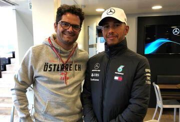AS F1 correspondent Manuel Franco with Lewis Hamilton in Austria