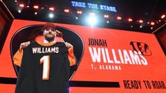 Apr 25, 2019; Nashville, TN, USA; Jonah Williams (Alabama) is selected as the number eleven overall pick to the Cincinnati Bengals in the first round of the 2019 NFL Draft in Downtown Nashville. Mandatory Credit: Christopher Hanewinckel-USA TODAY Sports