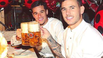 Cerveza y trajes regionales: la fiesta de Countinho con sus compañeros del Bayern