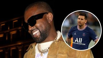 Collage de Kanye West y Messi