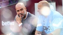 LONDON, ENGLAND - AUGUST 07: Manchester City manager Pep Guardiola during the Premier League match between West Ham United and Manchester City at London Stadium on August 7, 2022 in London, United Kingdom. (Photo by Charlotte Wilson/Offside/Offside via Getty Images)