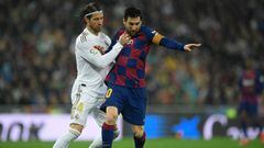 Ramos y Messi durante un partido entre el Real Madrid y el Barcelona.