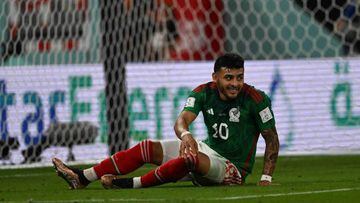 DOHA, QATAR - NOVEMBER 22: Alex Vega of Mexico in action during the FIFA World Cup Qatar 2022 Group C match between Mexico and Poland at Stadium 974 on November 22, 2022 in Doha, Qatar. (Photo by Anthony Stanley ATPImages/Getty Images)
