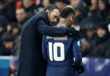 Paris St Germain's Neymar is substituted off